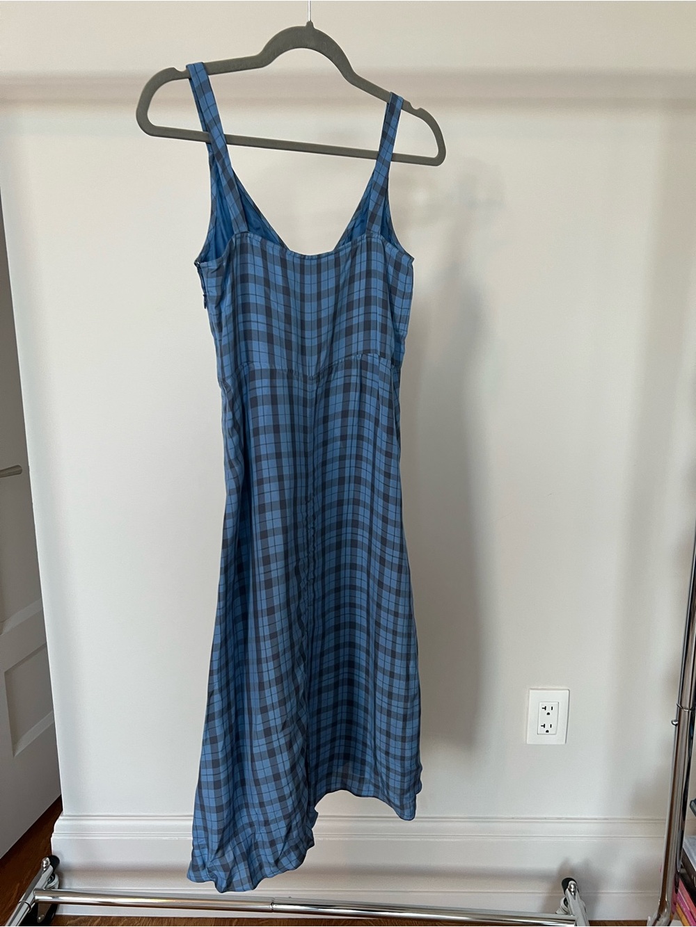 Acne Studios Blue Plaid Maxi Slip Dress
